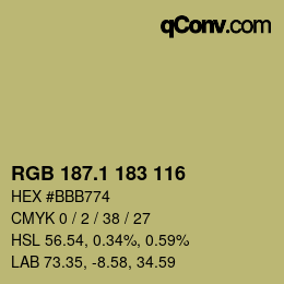 カラーコード: RGB 187.1 183 116 | qconv.com