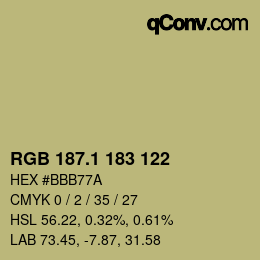 カラーコード: RGB 187.1 183 122 | qconv.com