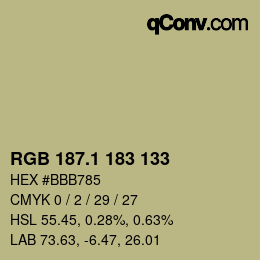 カラーコード: RGB 187.1 183 133 | qconv.com