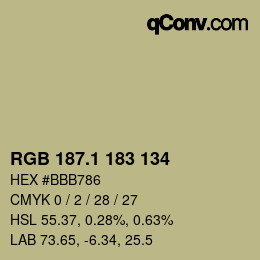 Color code: RGB 187.1 183 134 | qconv.com