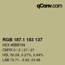 カラーコード: RGB 187.1 183 137 | qconv.com