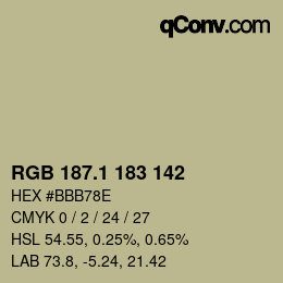カラーコード: RGB 187.1 183 142 | qconv.com