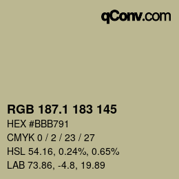 カラーコード: RGB 187.1 183 145 | qconv.com