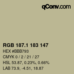 カラーコード: RGB 187.1 183 147 | qconv.com