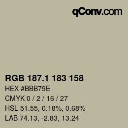 カラーコード: RGB 187.1 183 158 | qconv.com