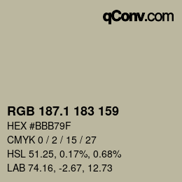 Color code: RGB 187.1 183 159 | qconv.com
