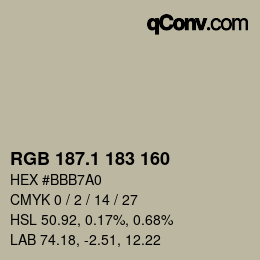 カラーコード: RGB 187.1 183 160 | qconv.com