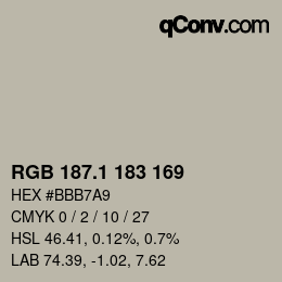 Color code: RGB 187.1 183 169 | qconv.com