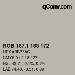 Color code: RGB 187.1 183 172 | qconv.com