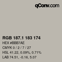 カラーコード: RGB 187.1 183 174 | qconv.com