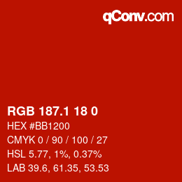 カラーコード: RGB 187.1 18 0 | qconv.com
