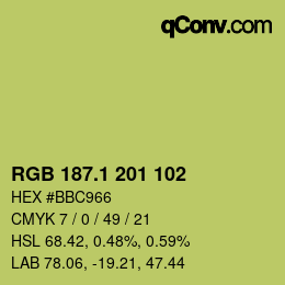 カラーコード: RGB 187.1 201 102 | qconv.com