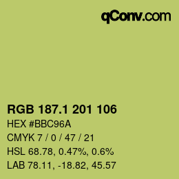 カラーコード: RGB 187.1 201 106 | qconv.com