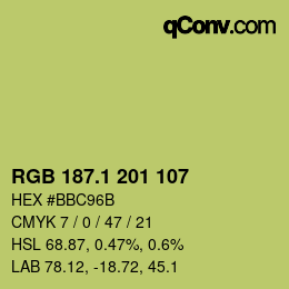 カラーコード: RGB 187.1 201 107 | qconv.com