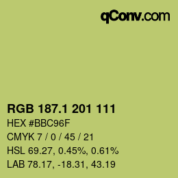 カラーコード: RGB 187.1 201 111 | qconv.com