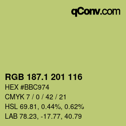 カラーコード: RGB 187.1 201 116 | qconv.com