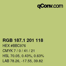 カラーコード: RGB 187.1 201 118 | qconv.com