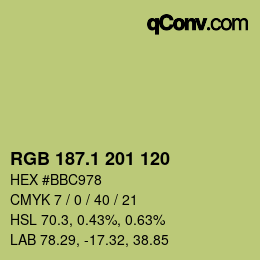 カラーコード: RGB 187.1 201 120 | qconv.com