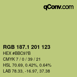 カラーコード: RGB 187.1 201 123 | qconv.com