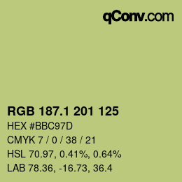 カラーコード: RGB 187.1 201 125 | qconv.com