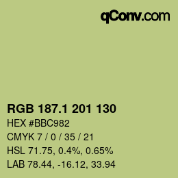 カラーコード: RGB 187.1 201 130 | qconv.com