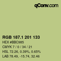 カラーコード: RGB 187.1 201 133 | qconv.com