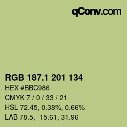 カラーコード: RGB 187.1 201 134 | qconv.com
