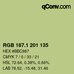 カラーコード: RGB 187.1 201 135 | qconv.com