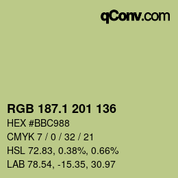 カラーコード: RGB 187.1 201 136 | qconv.com