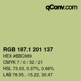 カラーコード: RGB 187.1 201 137 | qconv.com