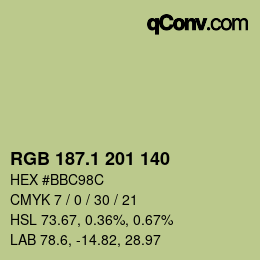 カラーコード: RGB 187.1 201 140 | qconv.com