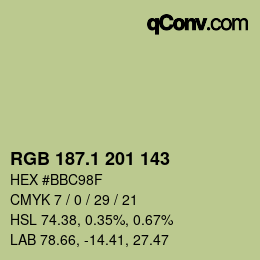 カラーコード: RGB 187.1 201 143 | qconv.com
