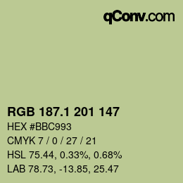カラーコード: RGB 187.1 201 147 | qconv.com