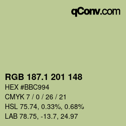 Color code: RGB 187.1 201 148 | qconv.com