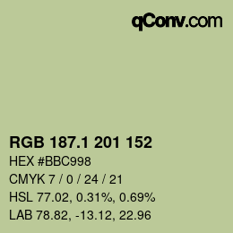 カラーコード: RGB 187.1 201 152 | qconv.com