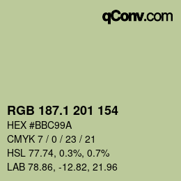 カラーコード: RGB 187.1 201 154 | qconv.com