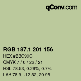 カラーコード: RGB 187.1 201 156 | qconv.com