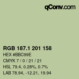 カラーコード: RGB 187.1 201 158 | qconv.com