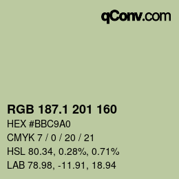 カラーコード: RGB 187.1 201 160 | qconv.com