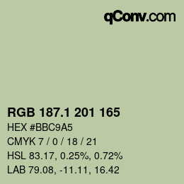カラーコード: RGB 187.1 201 165 | qconv.com