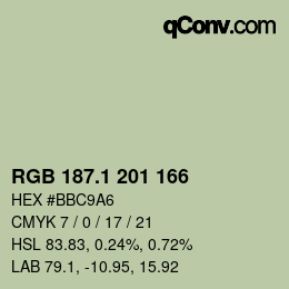 カラーコード: RGB 187.1 201 166 | qconv.com