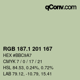 Color code: RGB 187.1 201 167 | qconv.com