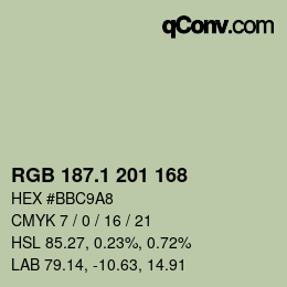 カラーコード: RGB 187.1 201 168 | qconv.com