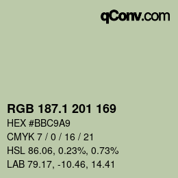 カラーコード: RGB 187.1 201 169 | qconv.com
