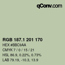 カラーコード: RGB 187.1 201 170 | qconv.com