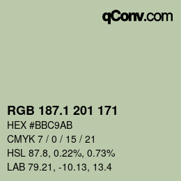 カラーコード: RGB 187.1 201 171 | qconv.com