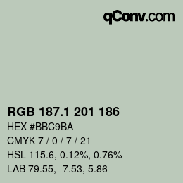 カラーコード: RGB 187.1 201 186 | qconv.com