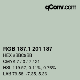 Color code: RGB 187.1 201 187 | qconv.com