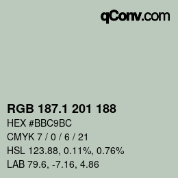 Code couleur: RGB 187.1 201 188 | qconv.com
