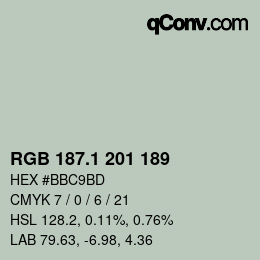 カラーコード: RGB 187.1 201 189 | qconv.com